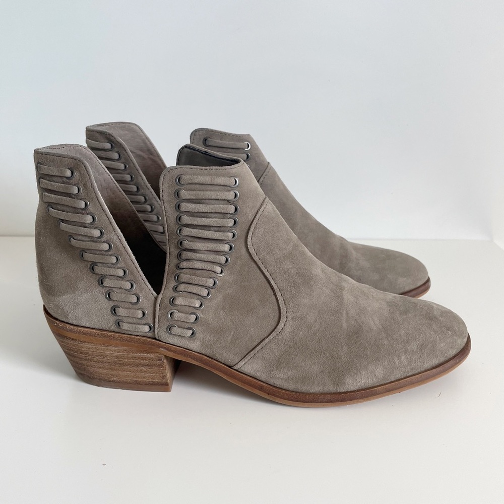 Vince Camuto | 'Pevista' Taupe Suede Lace Booties
